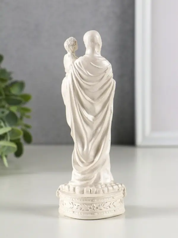 Фигура гипс "Дева Мария с младенцем", 14х5 см, перламутр