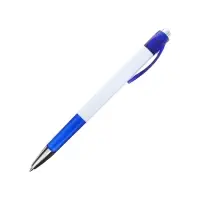 Ручка шариковая, автоматическая &laquo;Лого Квадрат&raquo;, белая с синими вставками, стержень синий