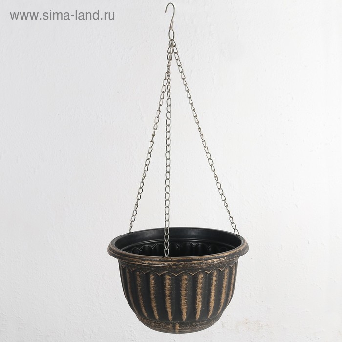 Кашпо пластиковое для цветов подвесное с дренажной сеткой &laquo;Шебби&raquo;, 2 л, серое