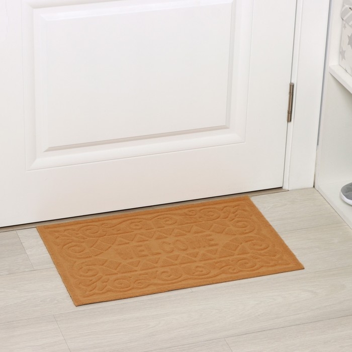 Коврик придверный Доляна Welcome, вензеля, влаговпитывающий, без окантовки, 38&times;59 см, цвет МИКС
