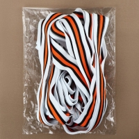 Тесьма трикотажная лампас 30 мм, 9,1 &plusmn; 0,5 м, цвет белый/чёрный/оранжевый