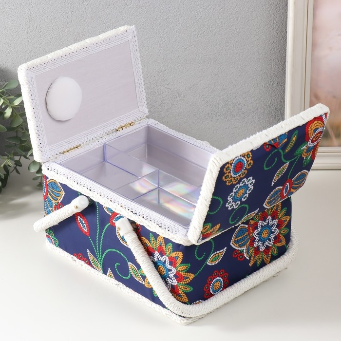 Шкатулка для рукоделия "Цветочная мозаика" 19х26х14,5 см