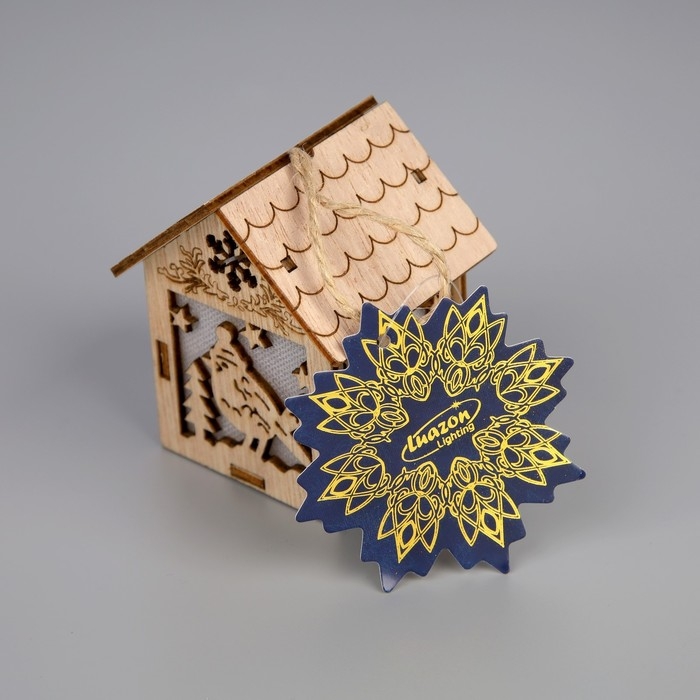 Ёлочная игрушка &laquo;Домик с птицей&raquo;, от батареек, свечение тёплое белое