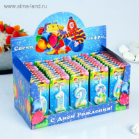 Шоу-бокс со свечами для торта цифры "С Днём Рождения", 10,2 см, 50 штук