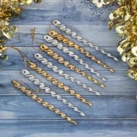 Украшение ёлочное "Витые сосульки" (набор 8 шт) 12 см, серебро золото Украшение ёлочное "Витые сосульки" (набор 8 шт) 12 см, серебро золото