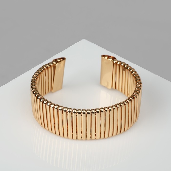 Браслет металл &laquo;Рельеф&raquo; широкий, 2,5 см, цвет золото