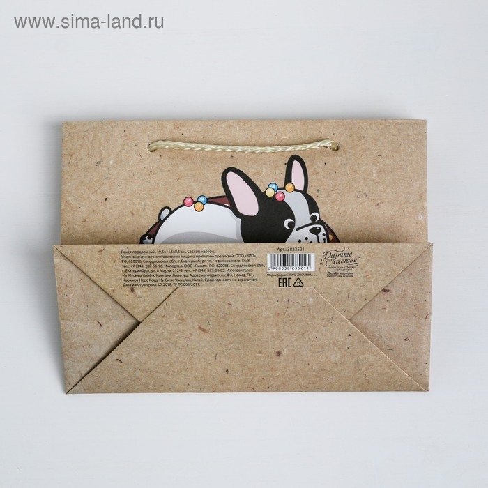 Пакет подарочный, упаковка, &laquo;Вкусняшка&raquo;, 19,5 х 14,5 х 8,5 см