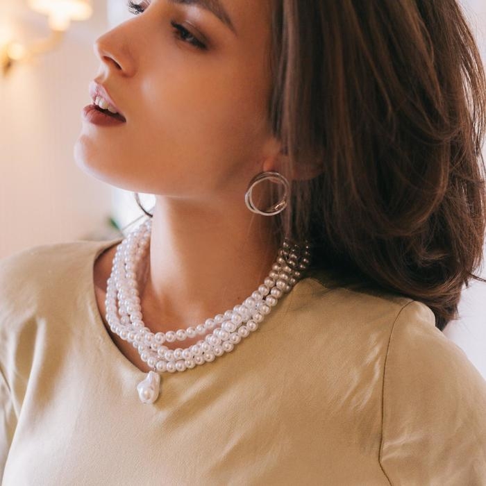 Колье с жемчугом &laquo;Диана&raquo;, 4 нити, d=0,8, цвет белый, 40 см