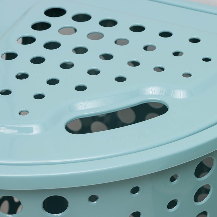 Корзина для белья угловая с крышкой &laquo;Молетта&raquo;, 45 л, 40&times;51&times;53 см, цвет бирюзовый