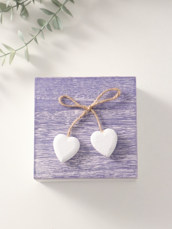 Шкатулка для украшений &laquo;Сердечки белые на сиреневом квадрате&raquo;, дерево, 12&times;12&times;5.3 см