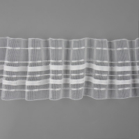 Шторная лента фиксированная сборка, органза, 6 см, 50 &plusmn; 1 м, цвет прозрачный/белый