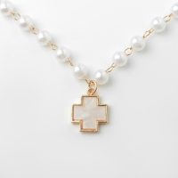 Колье &laquo;Жемчуг&raquo; элегантный крест, цвет золото, 40см
