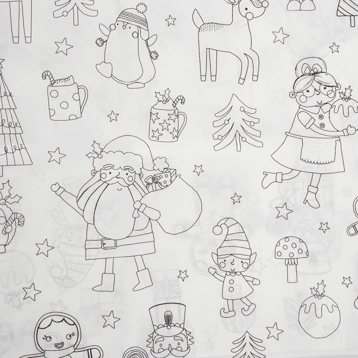 Скатерть новогодняя раскраска Доляна, детская, одноразовая, бумага, 120&times;180 см, белая