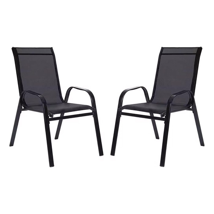 Набор садовой мебели: 2 стула, черный, 70 x 54 x 89 см, нагрузка до 120 кг, текстилен
