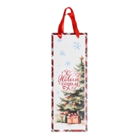 Новый год. Пакет подарочный новогодний под бутылку &laquo;Под ёлочкой&raquo;, 13 x 36 x 10 см.