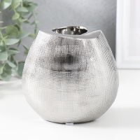 Подсвечник керамика на 1 свечу "Глория" d=4 см серебро 12,5х8х12 см Подсвечник керамика на 1 свечу "Глория" d=4 см серебро 12,5х8х12 см