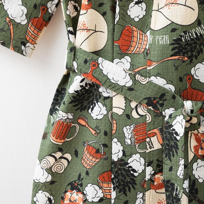 Халат мужской Этель Халат мужской Этель "Генеральская банька" рукав 3/4, размер 54-56, вафля 200г/м2, 100% хлопок