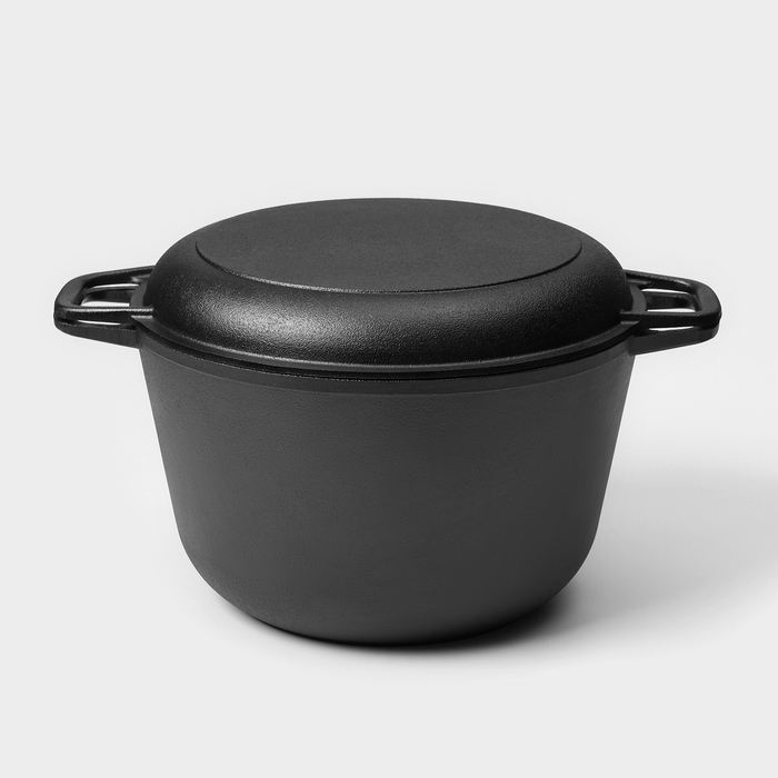 Кастрюля чугунная Wild Kitchen, 6 л, с крышкой-сковородой, лопатка и губка в комплекте Кастрюля чугунная Wild Kitchen, 6 л, с крышкой-сковородой, лопатка и губка в комплекте