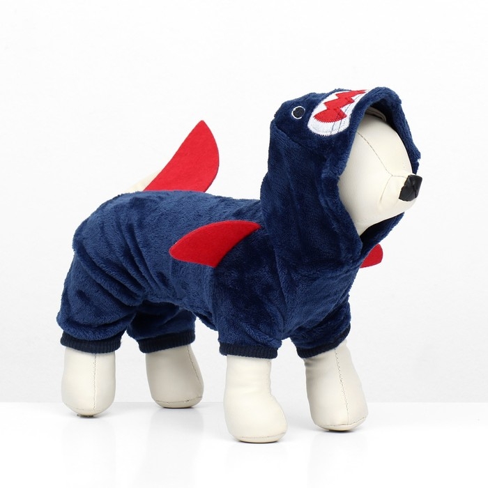 Комбинезон Комбинезон "Акула" с капюшоном, размер S (ДС 25 см, ОГ 35 см, ОШ 25 см), синий