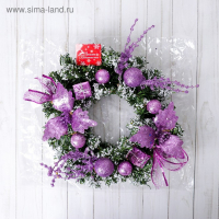 Венок новогодний d-24 см "Шарики и цветы" сиреневый Венок новогодний d-24 см "Шарики и цветы" сиреневый