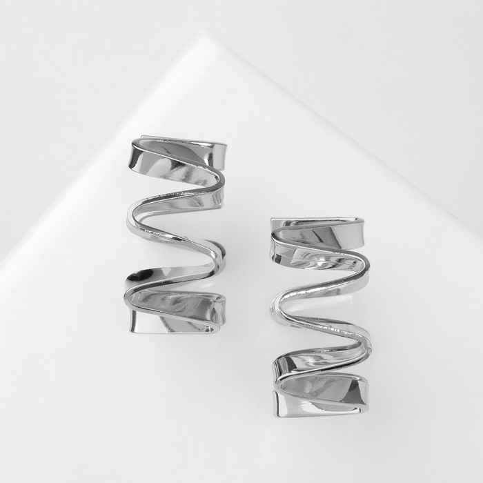 Серьги металл &laquo;Богема&raquo; спираль, цвет серебро