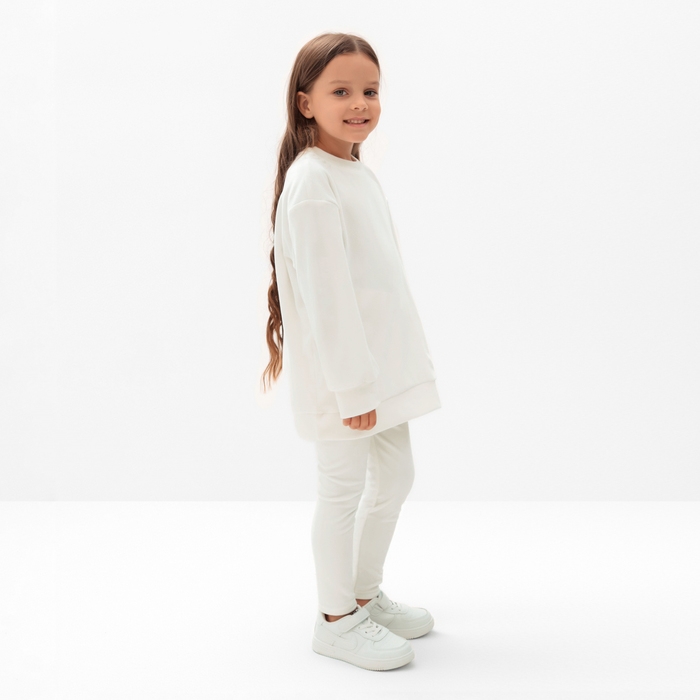Костюм детский (свитшот, леггинсы) KAFTAN Plushy р.34 (122-128), белый Костюм детский (свитшот, леггинсы) KAFTAN Plushy р.34 (122-128), белый