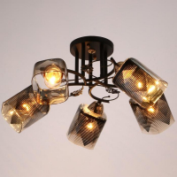 Люстра 10101/5 5х60Вт Е27, черный/янтарный, 56х56х28 см