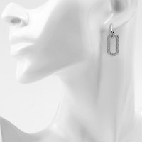 Серьги металл &laquo;Цепи&raquo; два звена, цвет белый в серебре