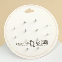 Пусеты 6 пар &laquo;Жемчужные&raquo; шары, цвет чёрно-белый в серебре