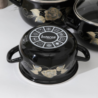 Набор кастрюль &laquo;Чёрное золото&raquo;, 3 предмета: 2,1 л, 3,1 л, 4 л, крышки, индукция, цвет чёрный