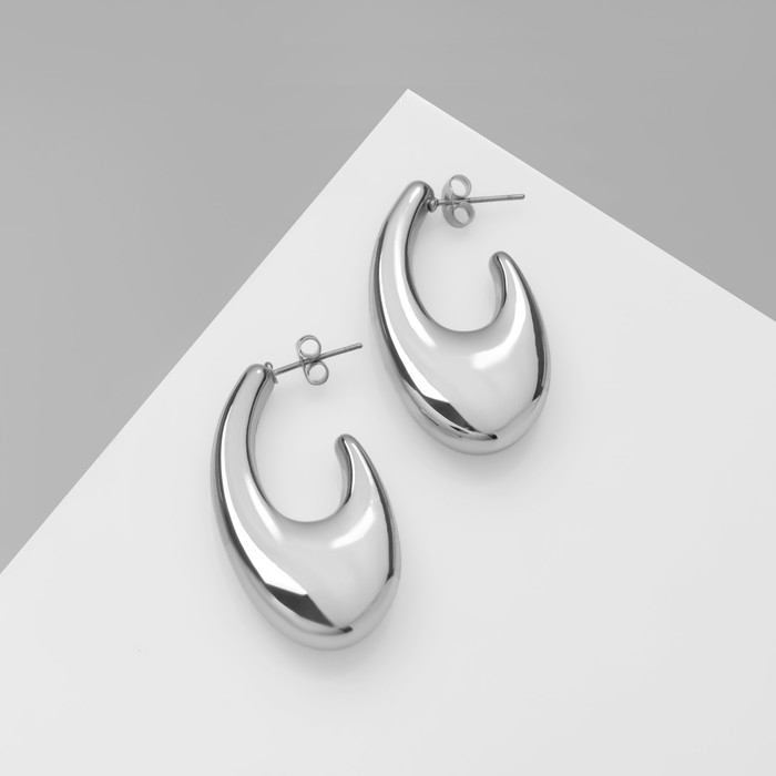 Серьги металл &laquo;Абстракция&raquo; крючок, цвет серебро
