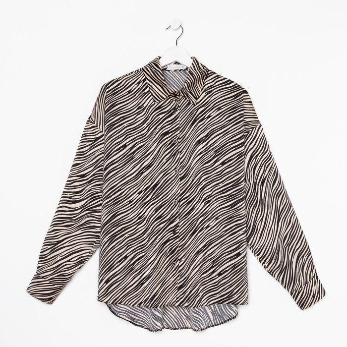 Блузка женская, цвет экрю, принт зебра, размер 44