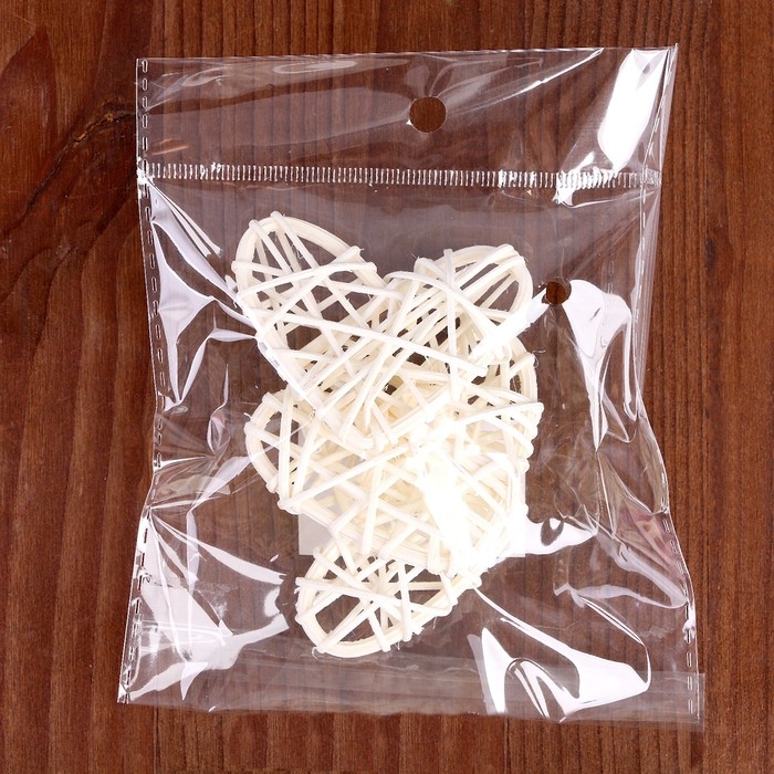 Декор для творчества из лозы &laquo;Сердце&raquo; набор 3 шт., размер 1 шт. &mdash; 6,5 &times; 6 см, цвет натуральный