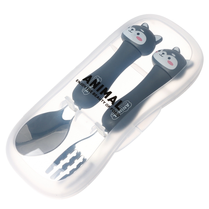 Набор детских столовых приборов в футляре &laquo;Щенята&raquo;, вилка, ложка