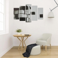 Картина модульная на подрамнике "3D квадраты" 2-25х52, 2-25х66,5, 1-25х80, 80*140 см