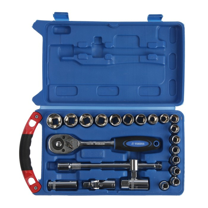 Набор инструментов в кейсе ТУНДРА, автомобильный, 1/2 Набор инструментов в кейсе ТУНДРА, автомобильный, 1/2", 23 предмета