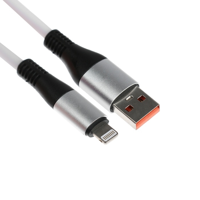 Кабель Lightning - USB, 5 A, оплётка TPE, утолщенный, 1 метр, белый Кабель Lightning - USB, 5 A, оплётка TPE, утолщенный, 1 метр, белый
