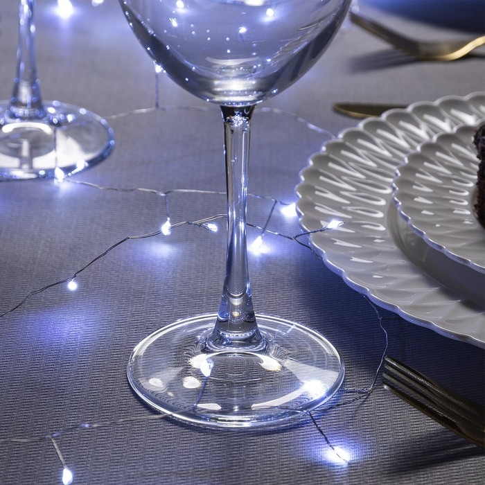 Гирлянда «Мишура» 5 м роса, IP20, серебристая нить, 100 LED, 2 режима, батарейки AAх3 (нет в комплекте), свечение белое Гирлянда «Мишура» 5 м роса, IP20, серебристая нить, 100 LED, 2 режима, батарейки AAх3 (нет в комплекте), свечение белое