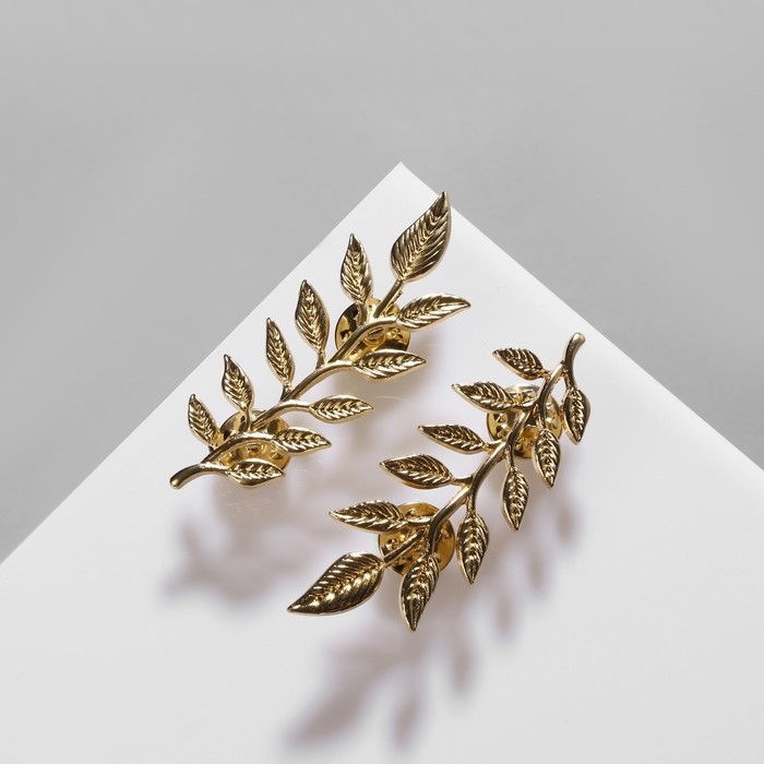 Набор значков (2 шт.) для воротника «Веточки», цвет золото Набор значков (2 шт.) для воротника «Веточки», цвет золото