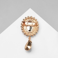 Брошь &laquo;Овал&raquo; с каплей, цвет зелёный в золоте