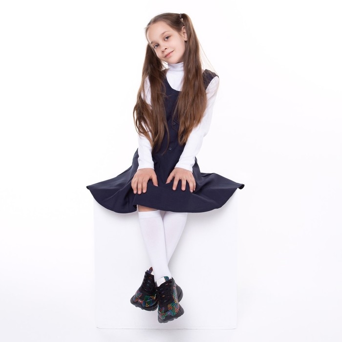 Школьный сарафан для девочки, цвет синий, рост 122 Школьный сарафан для девочки, цвет синий, рост 122