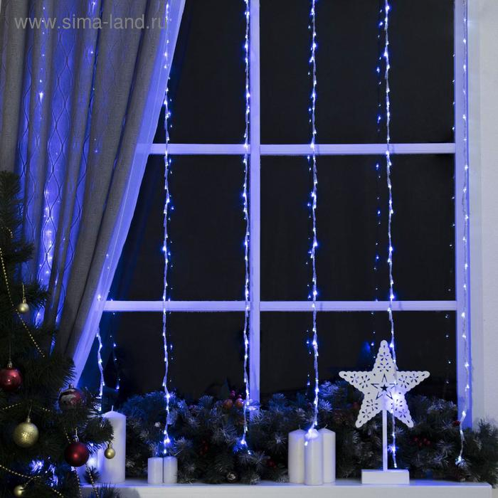 Гирлянда &laquo;Водопад&raquo; 2 &times; 1.5 м, IP20, прозрачная нить, 400 LED, свечение белое/синее, 8 режимов, 220 В