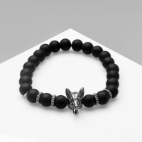 Браслет унисекс «Бастион» волк, цвет чёрный с чернёным серебром, d=7 см Браслет унисекс «Бастион» волк, цвет чёрный с чернёным серебром, d=7 см