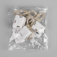 Набор гирлянд &laquo;Нить&raquo; 2 м роса, IP20, серебристая нить, 20 LED, свечение тёплое белое, 3 режима, батарейки AG13х3 (в комплекте), 3 шт.