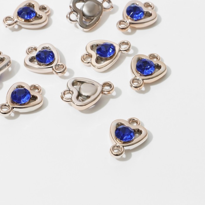 Коннектор «Сердце» 2,2×1,6×0,7 см, (набор 10 шт.), цвет синий в золоте Коннектор «Сердце» 2,2×1,6×0,7 см, (набор 10 шт.), цвет синий в золоте