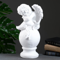 Фигура гипс &laquo;Ангел спящий на шаре&raquo;, белый, 15&times;19&times;40 см