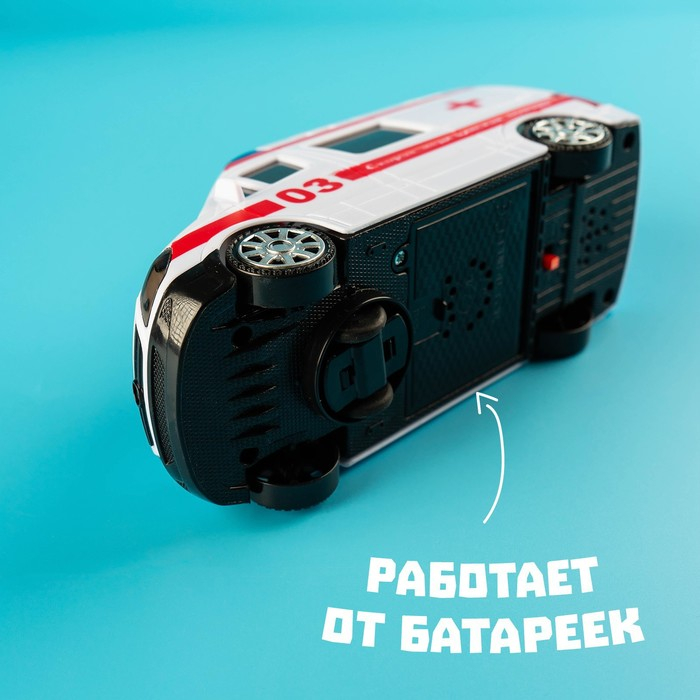 Машина &laquo;Скорая помощь&raquo;, русская озвучка, световые и звуковые эффекты, работает от батареек