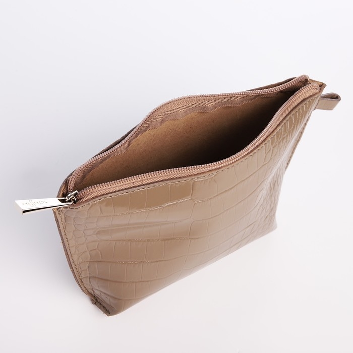 Сумка женская на молнии, с косметичкой, цвет капучино