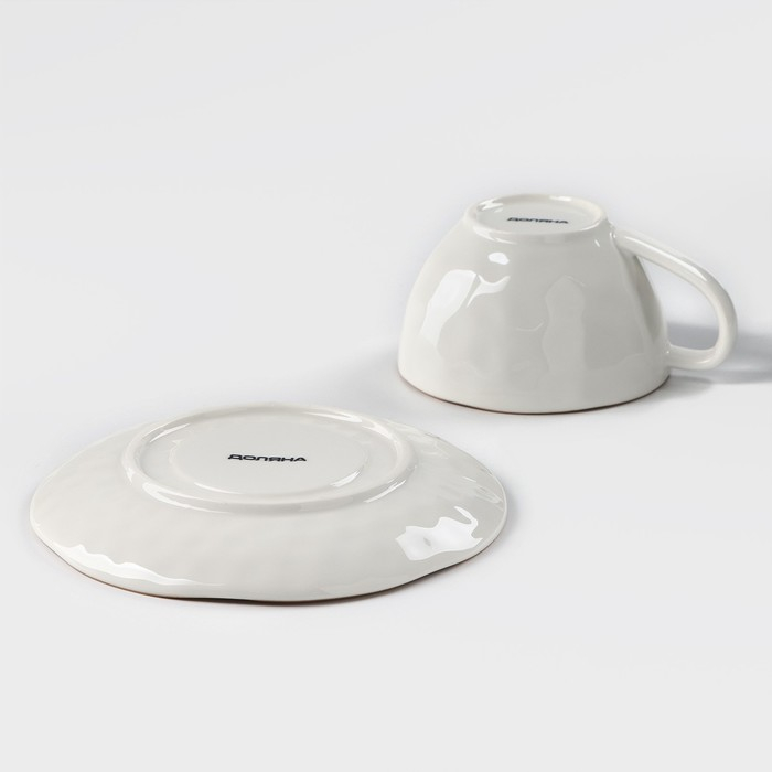 Чайная пара фарфоровая Доляна &laquo;Космос&raquo;, 2 предмета: чашка 250 мл, блюдце d=16 см, цвет синий