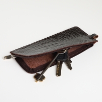 Ключница карманная на молнии, TEXTURA, длина 14 см, кольцо, цвет коричневый